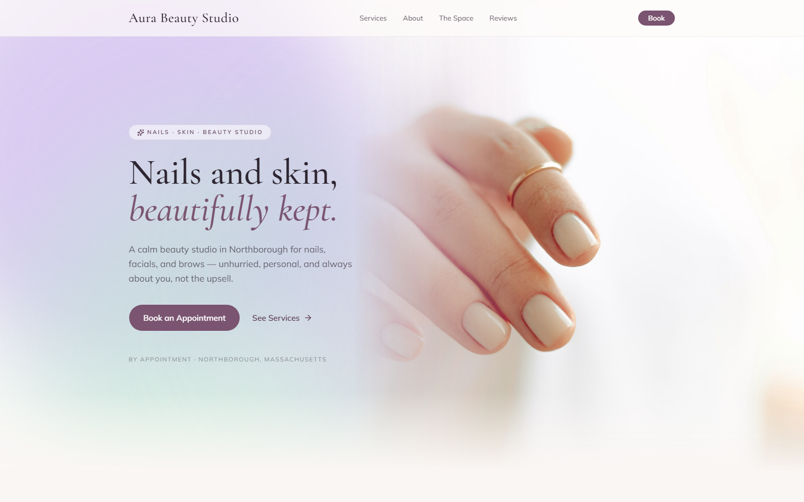 Aura Beauty Studio homepage preview