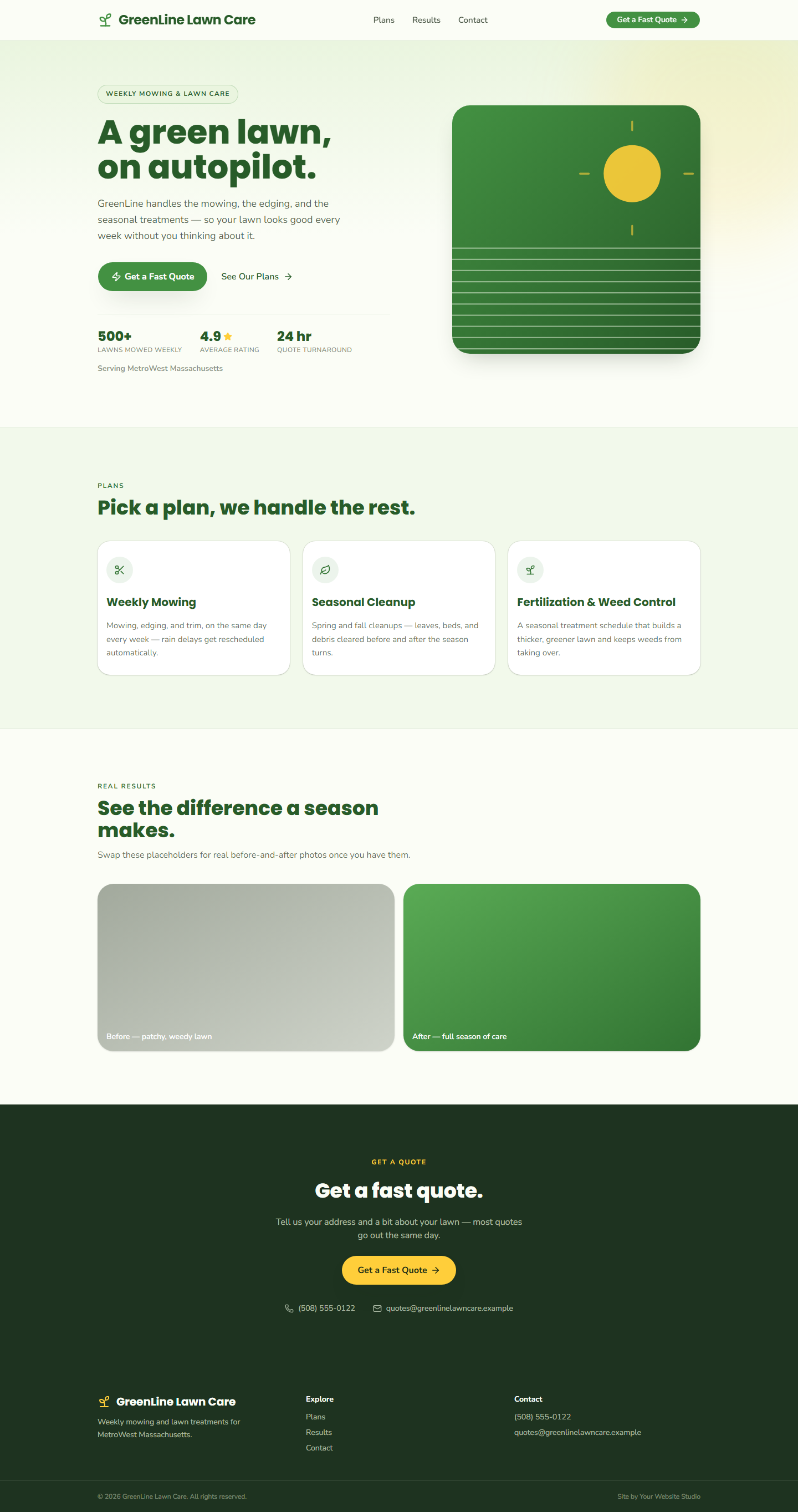 GreenLine Lawn Care homepage preview