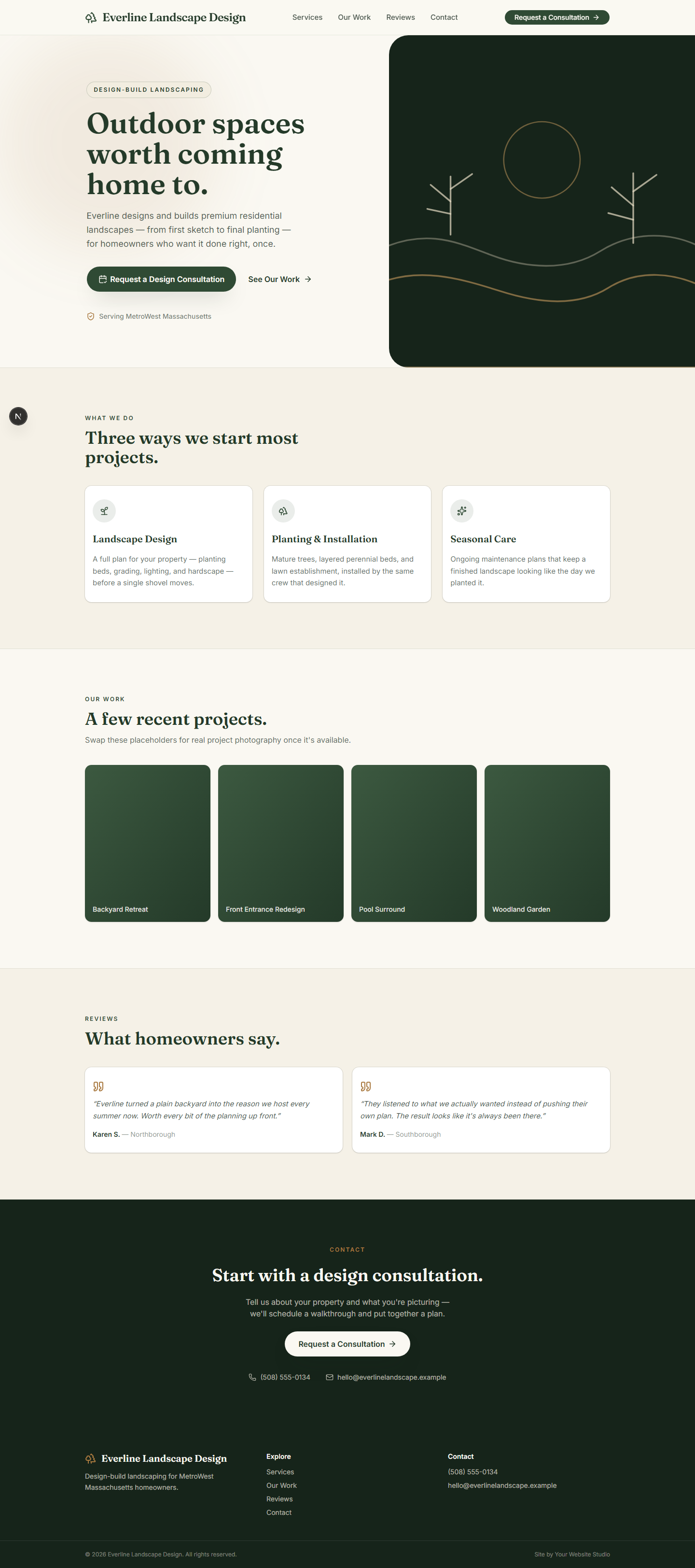 Everline Landscape Design homepage preview